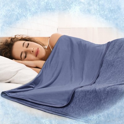 Navy Reversible Cooling Throw Blanket for Hot Sleepers