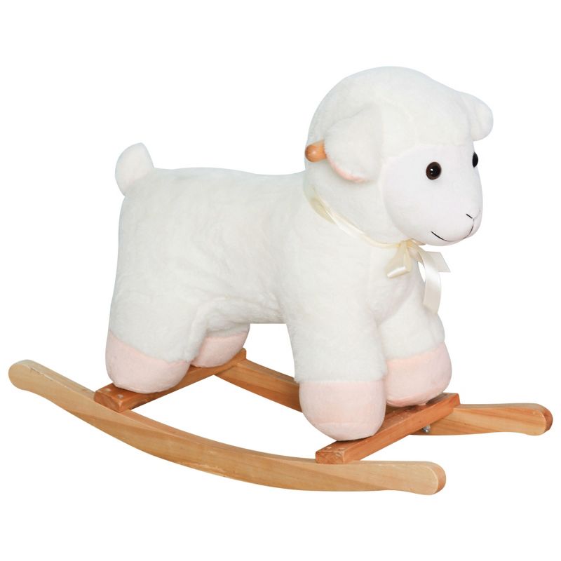 Qaba Lamb Rocking Horse Sheep, Nursery Stuffed Animal Ride On Rocker for Kids, Wooden Plush, 4 of 8