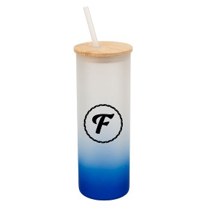 Elanze Designs F Monogram Letter Initial Rope Circle Wrap-Around Design 25 Ounce Frosted Gradient Glass On-The-Go Coffee Travel Skinny Tumbler Mug - 1 of 1