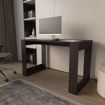 INFURNIC Desks Wengue Writing Desk with Spacious Work Surface and Sturdy Wood Legs for Modern Style, Black, 47.2"*23.6"*28.7"