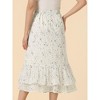 INSPIRE CHIC Women's Chiffon Elastic Waist Ruffle Tiered Flowy Midi Floral Printed Skirts - 4 of 4