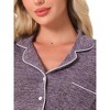 INSPIRE CHIC Women's Soft Button Up with Pockets Notch Collar Long Sleeve and Shorts Lounge Set - 4 of 4