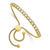 Chisel Stainless Steel Polished Yellow IP-plated with Round Cubic Zirconia Adjustable Bracelet - 2 of 3