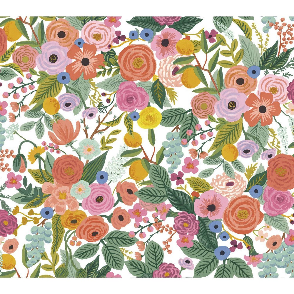 Photos - Wallpaper Rifle Paper Co. Garden Party Peel and Stick  Rose: Self-Adhesive Floral Botanical, Repositionable, 28 Sq Ft Coverag