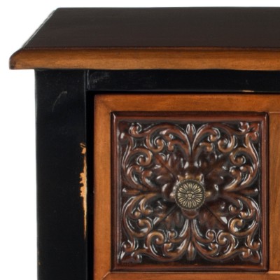 Tuscan Warmth Dual-Drawer Rectangular Side Table in Dark Brown