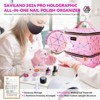 SAVILAND Nail Polish Organizer Bag: PU Leather Nail Polish Storage Organizer  (A-Pink) (A-Pink) - 2 of 4