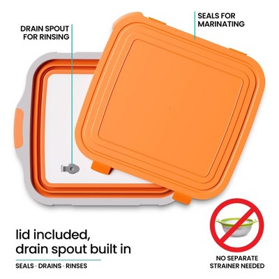 Modern Innovations Collapsible BBQ Prep Tub 16 L with Lid Drain Spout Cutting Board Marinating Grilling Tray Food Storage for Outdoor Cooking Camping Tailgating Kitchen — фото 3