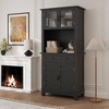 72" Tall Kitchen Pantry Cabinet, Wood Cupboard Storage Cabinet with Microwave Stand, Coffee Bar Cabinet with Glass Door for Living Room Kitchen - 3 of 4