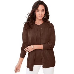 Jessica London Women's Plus Size Fine Gauge Cardigan - 1 of 4
