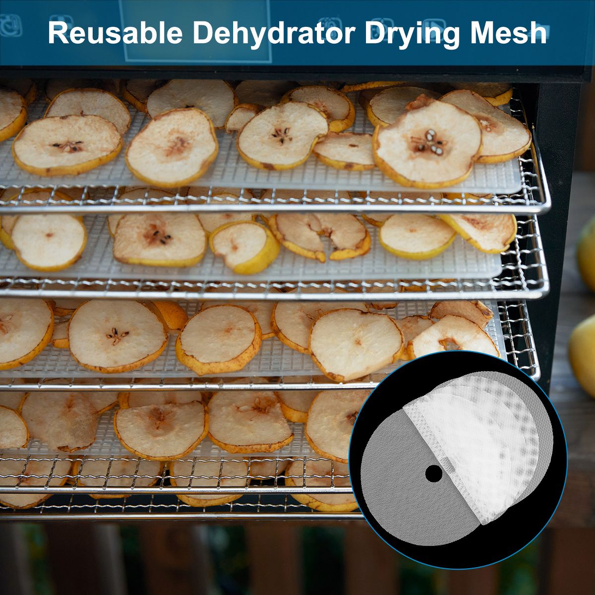 Unique Bargains Silicone Non-Stick Fruit Dryer Food Dehydrator Round Drying Sheets 13" White - thumbnail 5