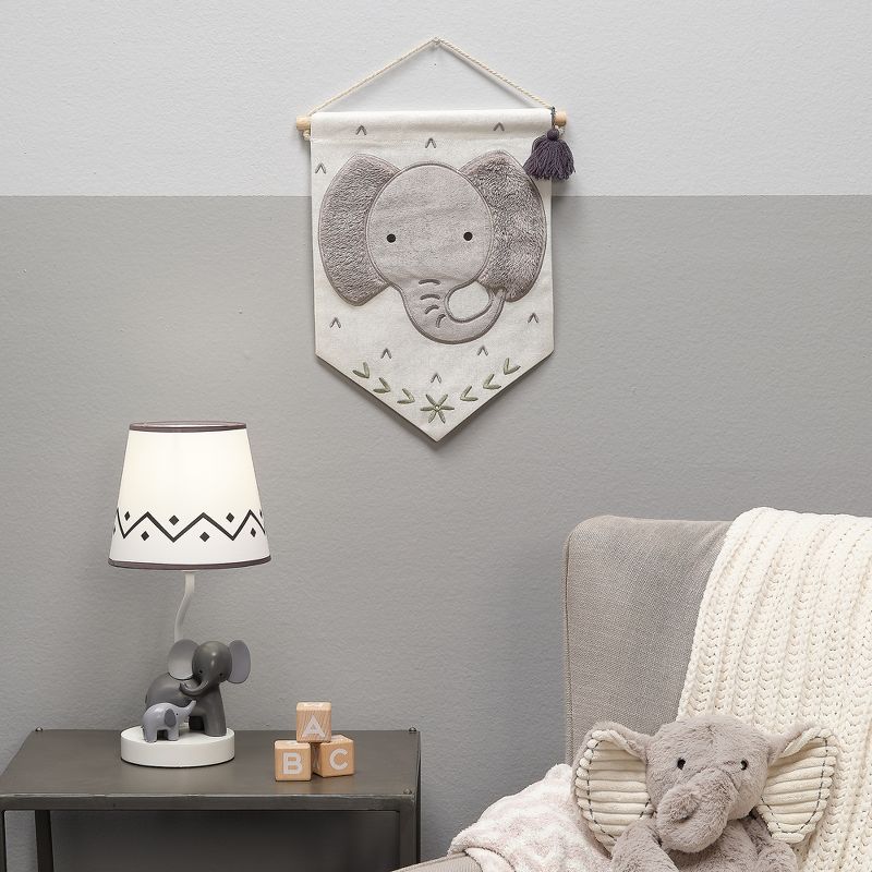 Lambs & Ivy Elephant Canvas Banner Nursery Wall Art / Wall Hanging - White/Gray, 4 of 5