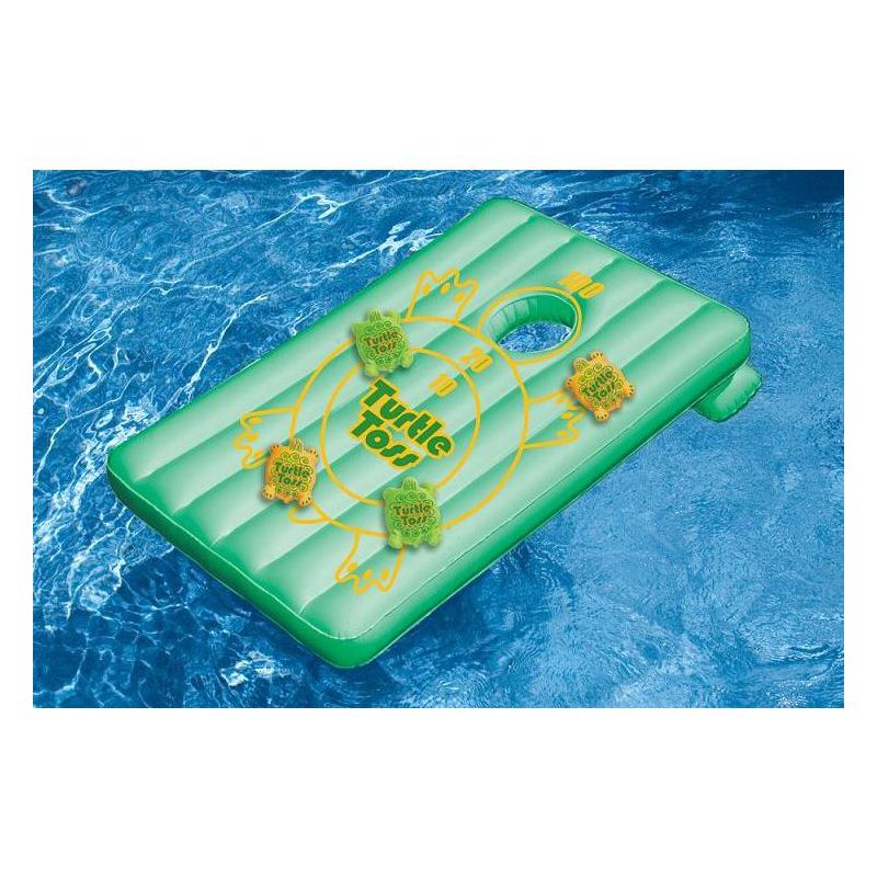 Swimline 36" Inflatable Turtle Toss Cornhole Target Swimming Pool Game - Green/Yellow, 2 of 3