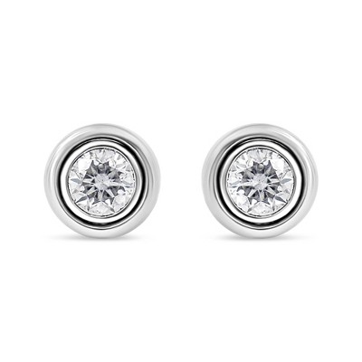 Haus of Brilliance Silver 1/5 Cttw Lab-Grown Diamond Modern Bezel-Set Stud Earring
