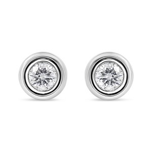 Haus of Brilliance Silver 1/5 Cttw Lab-Grown Diamond Modern Bezel-Set Stud Earring - 1 of 4