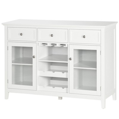 White Glass Door Kitchen Sideboard Buffet Cabinet with Wine Storage