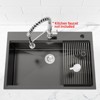 Cobbe Black 30" Multifunctional Drop-in Workstation Kitchen Sink, Stainless Steel Modern Single Bowl Kitchen Sink with Accessories - 2 of 4
