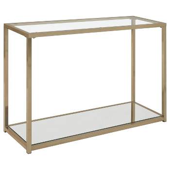 Cora Console Sofa Table with Glass Top and Mirror Shelf Brass - Coaster