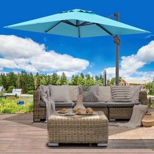 TackView Large Patio Cantilever Umbrella, 10' X 10' Aluminum Outdoor Cantilever Offset Umbrella with 360-Degree Rotation for Backyard, Pool - 1 of 4