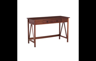 Antique Tobacco Solid Wood Writing Desk with Drawer