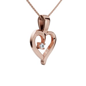 Pompeii3 Heart Shape Solitaire Diamond Pendant Necklace in 14k White Yellow or Rose Gold - 1 of 3