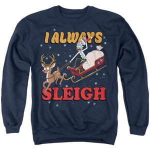 Men's Rick And Morty Christmas I Always Sleigh, Merry Rickmas Crewneck Sweatshirt - 1 of 4