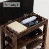 Hrinhom 24"W Shoe Bench with Seat and Storage, Wooden Adjustable Shoe Rack - 2 of 4