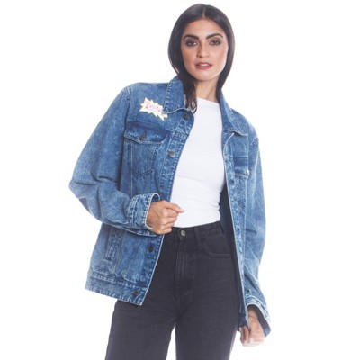 Members Only Women's Chuckie Nickelodeon Denim Oversized Jacket