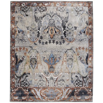 Melrose Transitional Ikat Ivory/Red/Gray Area Rug