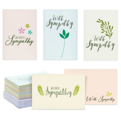 Sympathy Cards - 48-Pack Sympathy Cards Bulk, Greeting Cards Sympathy, 6 Floral and Foliage Designs, Envelopes Included, Sympathy Cards, 4x6"