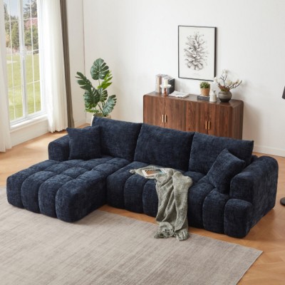 108" Modern Chenille Sectional Sofa with Chaise Lounge, Oversized L-Shaped Couch with Deep Seats for Living Room or Apartment–The Pop Home
