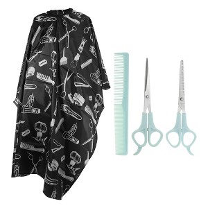 Unique Bargains Hair Cutting Scissors Barber Gown Set 4 Pcs - 1 of 4