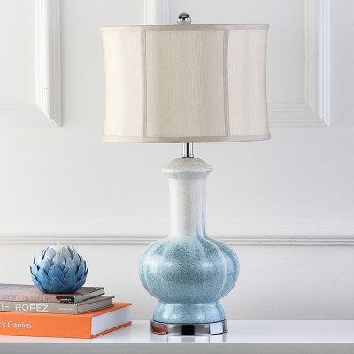 Leona Blue Ombre Ceramic Table Lamp with Cream Shade
