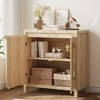 Rattan Cabinet Sideboard Buffet Kitchen Storage Cabinet Cupboard Console Table Wood Coffee Bar Cabinet With Doors and Shelves Liquor Accent Cabinet - 2 of 4