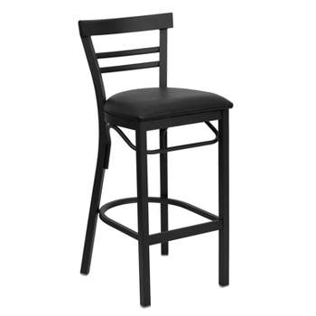 Flash Furniture Black Two-Slat Ladder Back Metal Restaurant Barstool