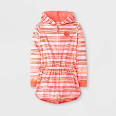 Girls' Retro Striped Long Sleeve Pajama Romper - Cat & Jack™ Pink