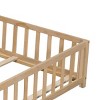 TopComfy Beds Full Size Floor Platform Bed with Fence and Door Floor Bed Frame with Support Slats Bed for Bedroom, Beige, 77.76"*17.52"*6.3" - 4 of 4