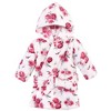 Hudson Baby Infant Girl 2Pc Plush Animal Face Bathrobe, Rose Floral, 0-9 Months - image 2 of 3