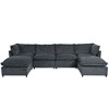 136" Large U-Shape Modular Sectional Sofa with Solid Wood Frame, 2 Large Chaises, Removable Ottomans - 3 of 4