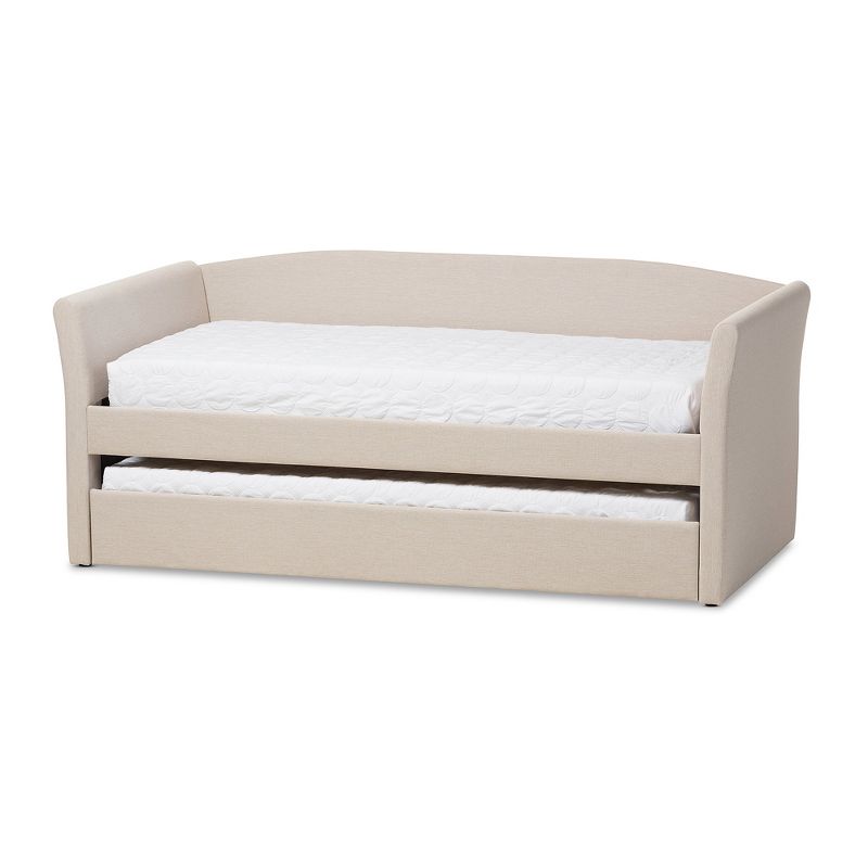 Twin Camino Modern and Contemporary Fabric Upholstered Daybed with Guest Trundle Bed Beige - Baxton Studio, 1 of 7