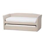 Twin Camino Modern and Contemporary Fabric Upholstered Daybed with Guest Trundle Bed Beige - Baxton Studio