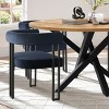 5-Piece Dining Set for 4 Round Dining Table with Velvet Upholstered Chairs and Crossed Metal Legs For Dining Room, Living Room, Farmhouse-Tanpinhause - 3 of 4
