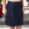 Agnes Orinda Women's Plus Size Denim Button Front High Waist A-Line Midi Casual Jean Skirt - 2 of 4