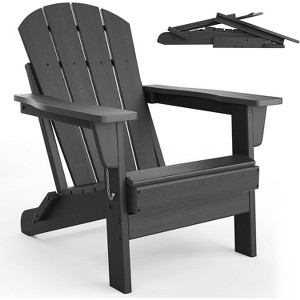 TackView Outdoor Folding Adirondack Chair, 380lbs Capacity, Portable HDPE All-Weather Fire Pit Chair for Patio, Garden, Pool, Beach & Camping, Black - 1 of 4