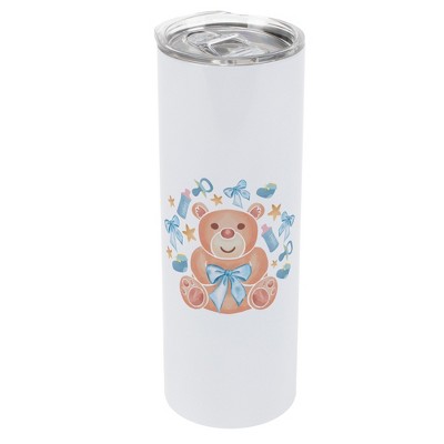Elanze Designs 20 Ounce Stainless Steel On the Go Travel Tumbler With Push Top Lid, Boy Teddy Bear