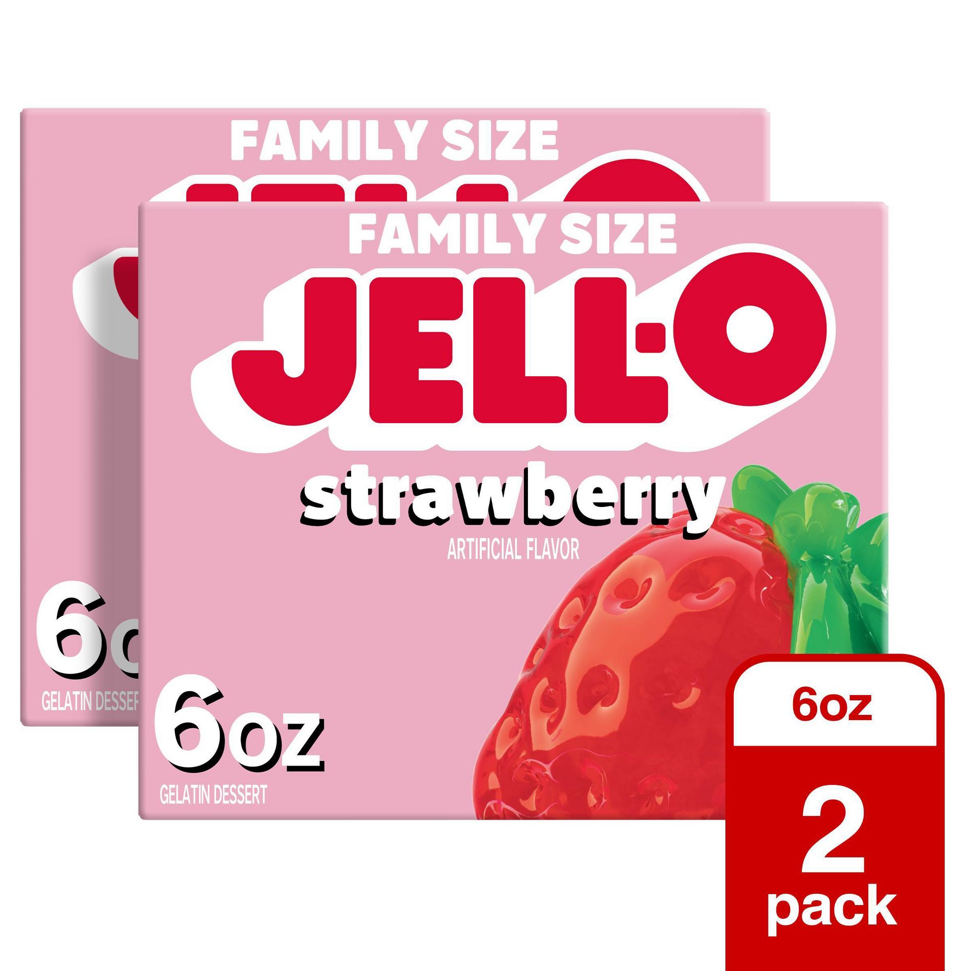 JELL-O 2 Pack/6oz Each Strawberry Flavored Gelatin Dessert Mix