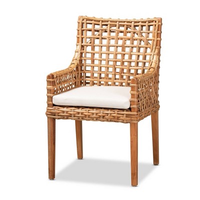 Saoka Wood And Rattan Armchair Natural Brown/white - Bali & Pari 