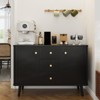 47" Sideboard Buffet Cabinet, Entryway Coffee Bar Cabinet with 3 Drawers, Wooden Floor Cupboard, Fluted Media Console Table for Living Room - 4 of 4