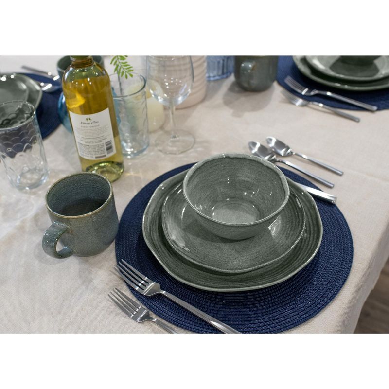 Elanze Designs 16-Piece Reactive Glaze Ceramic Stoneware Dinnerware - Service for 4, Ocean Teal Blue, 5 of 7