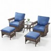 Belord 5 Pieces Patio Furniture Set, All Weather Brown Wicker Outdoor Conversation Set with Swivel Patio Chairs Set of 2, Small Balcony Furniture Set - 4 of 4