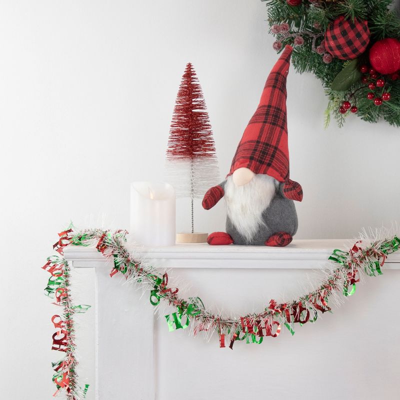 Northlight 50' x 2.5" White, Red and Green Christmas HO HO HO Wrapped Tinsel Garland - Unlit, 2 of 4